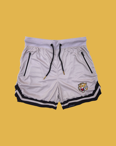 Beige "Rookie Season" Basketball Shorts (Yellow Tiger)