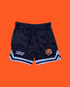 Black "Rookie Season" Basketball Shorts (Orange Tiger)