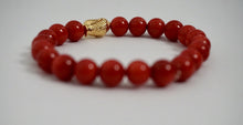 Red Bead Bracelet 18kt Gold Plated Buddha Head