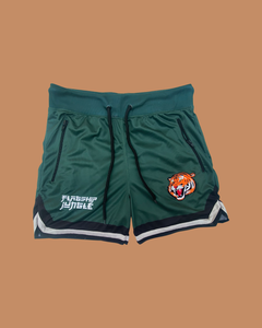 Dark Green "Rookie Season" Basketball Shorts (Orange Tiger)