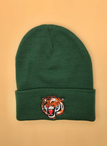 Dark Green Tiger Knit Hat
